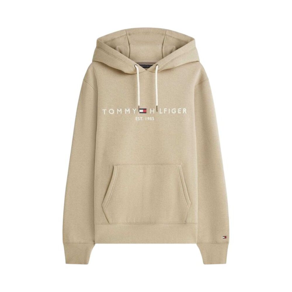 Tommy Hilfiger Mens Logo Cotton Hoodie / Stone
